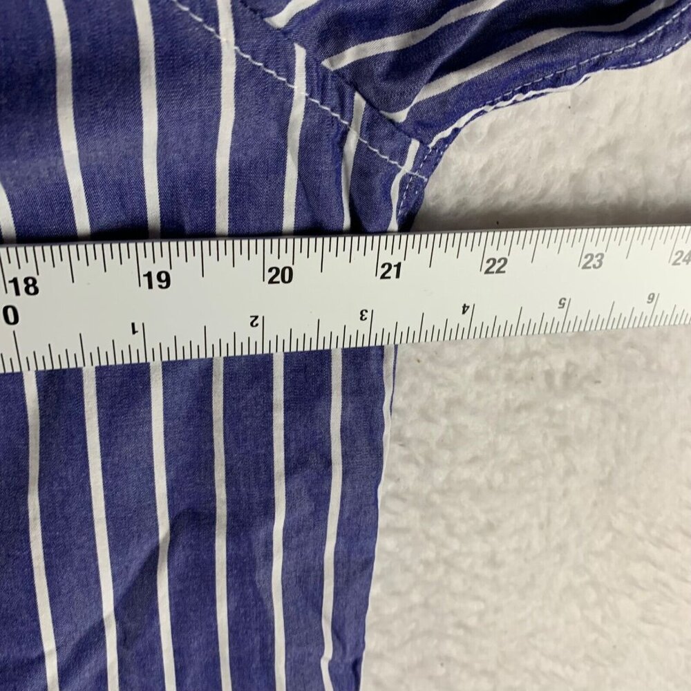 Karen Kane Easywear Women's Blue Striped Long Sleeve Button Up Shirt Size L 9247 - Picture 3 of 7